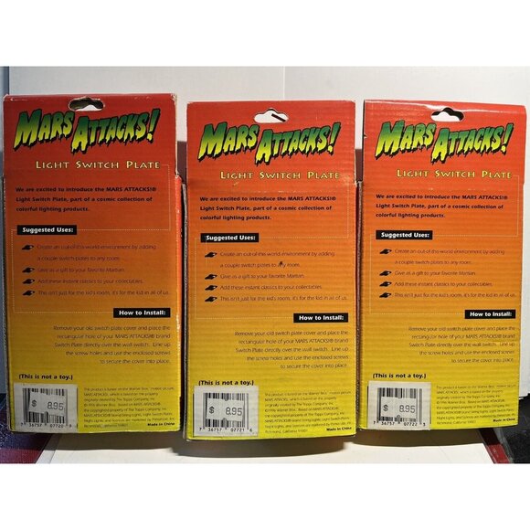 3 New! Mars Attacks Lightswitch Plate Primal Lite Inc 1996 Lot Alien, UFOs  MIB! - Picture 5 of 5
